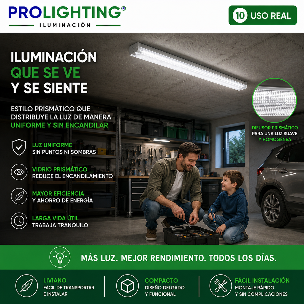 Tubo LED Estanco Canoa Plana Regleta Slim 60cm 18W Fría Prismático