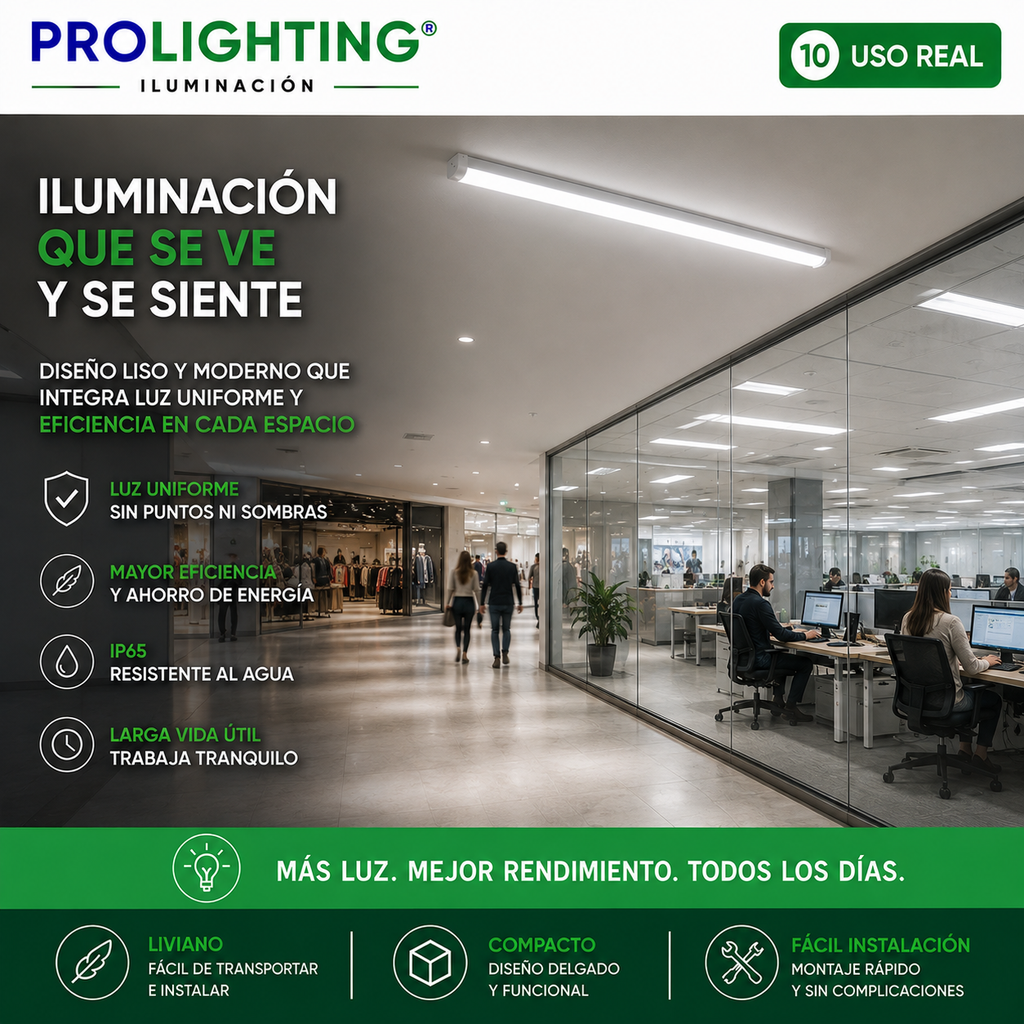 Tubo LED Estanco Canoa Plana Regleta Slim 60cm 27W Fría Liso