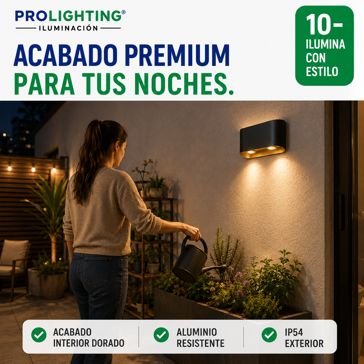 Aplique LED Ovalado Doble Haz Luz Arriba Abajo Exterior