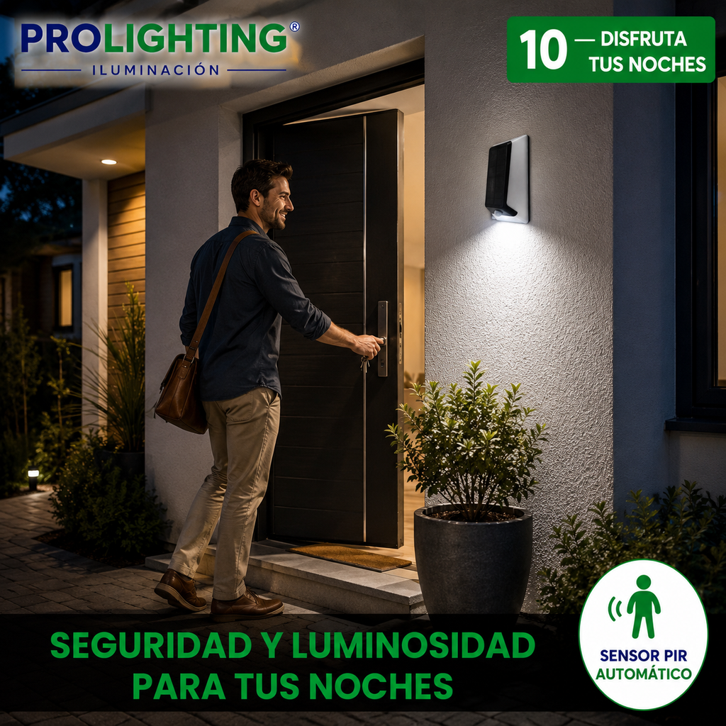 Luz Solar LED rectangular con Sensor de Movimiento PIR Exterior IP54