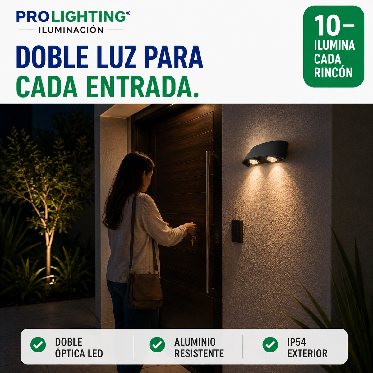 Aplique LED Doble Haz Luz Arriba Abajo Exterior Decorativo