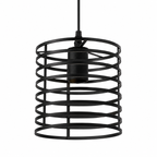 Lampara Colgante Cilindro Jaula Metal Base Negra E27 Retro