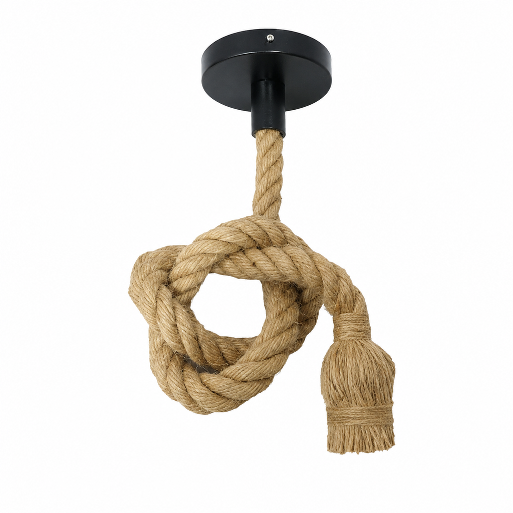 Lampara Colgante Soga Simple Trenzada Yute Cañamo Base E27
