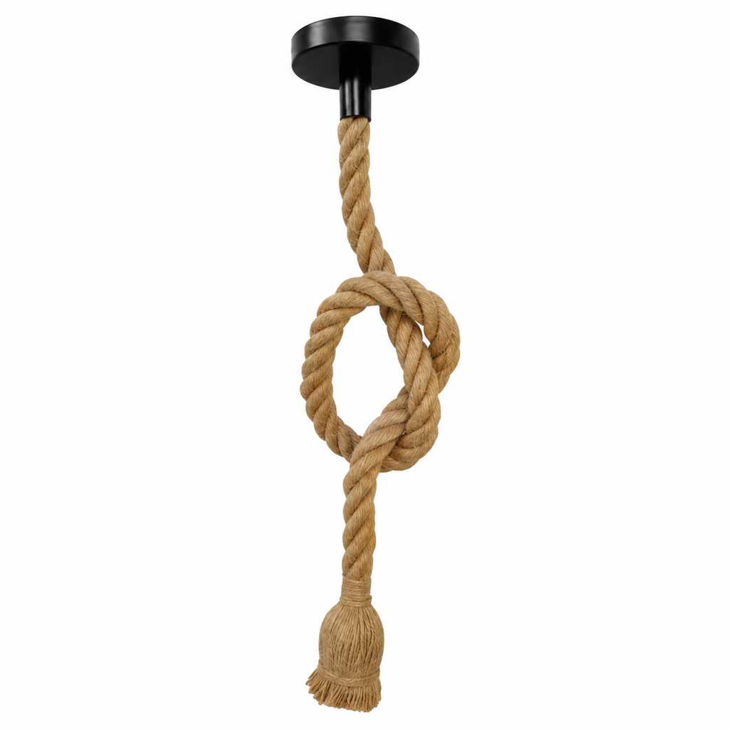 Lampara Colgante Soga Simple Trenzada Yute Cañamo Base E27