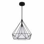 Lampara Colgante Diamante Blanca Jaula Metal Base E27