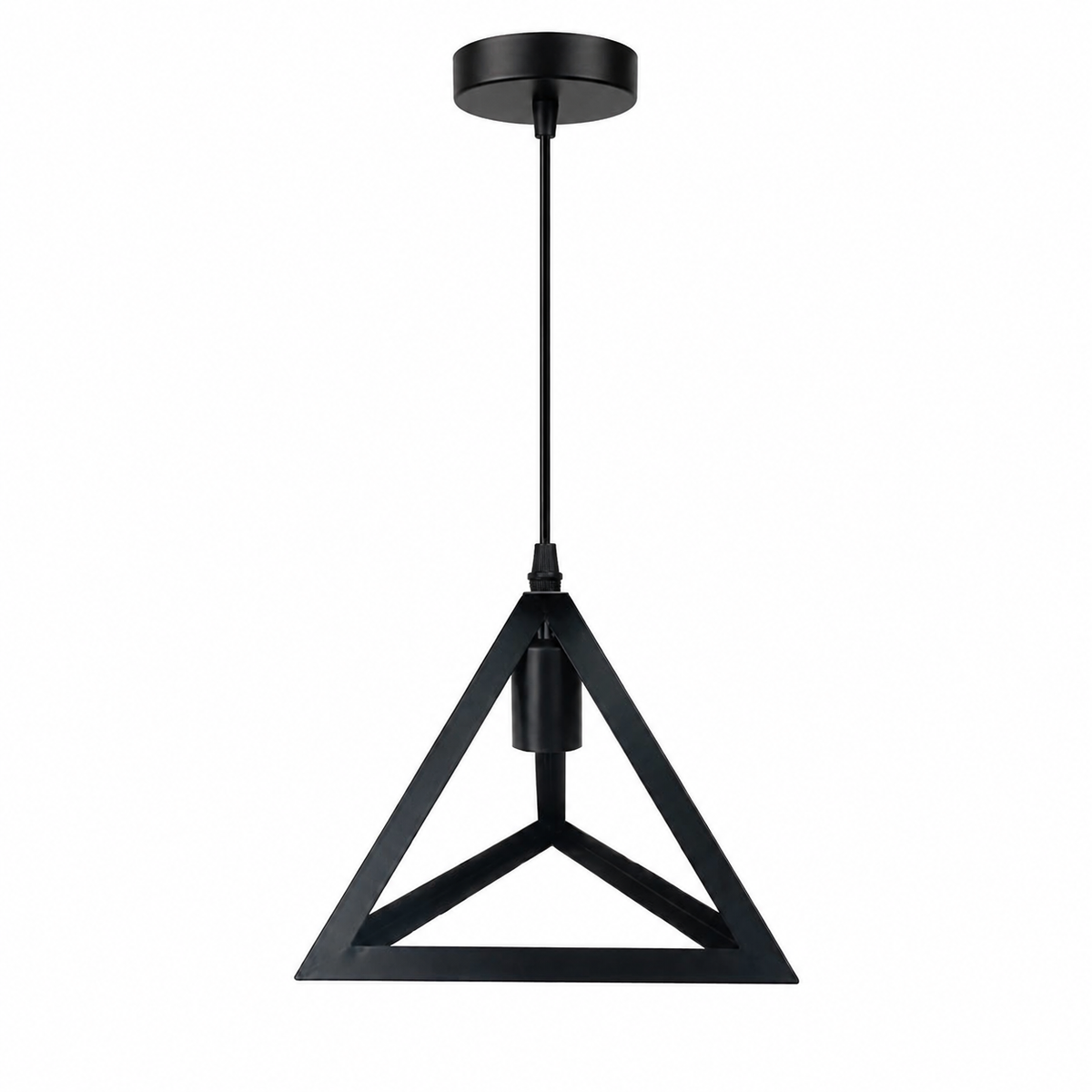 Lampara Colgante Pirámide Triangular Metal Negro Diseño Base E27