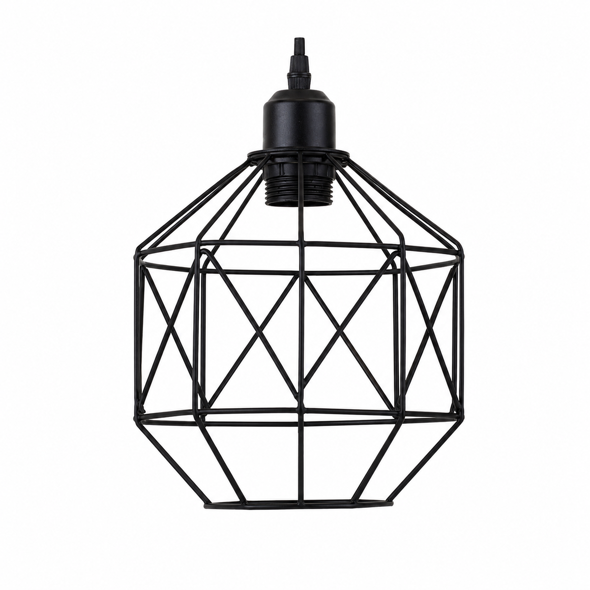 Lampara Colgante Octagono Jaula Metal Negra Diseño Tambor E27