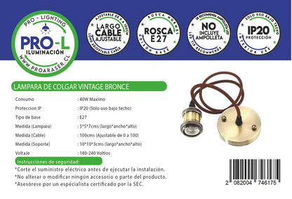 Lampara de colgar Vintage Bronce