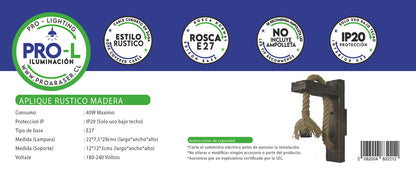 Aplique rustico madera ni
