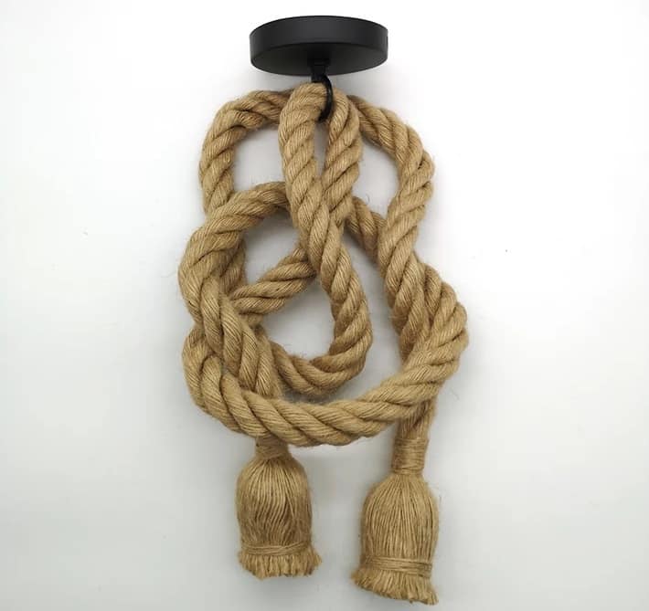 Lampara Colgante Soga Doble Trenzada Yute Cañamo Base E27