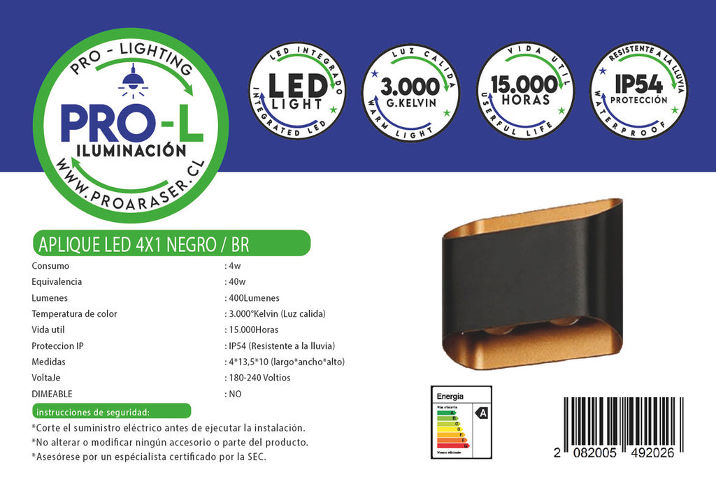 Aplique LED Ovalado Doble Haz Luz Arriba Abajo Exterior