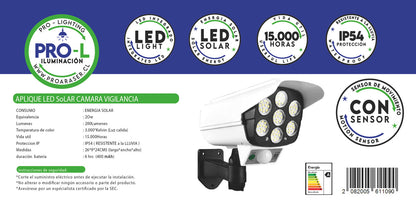 Aplique led solar camara vigilancia