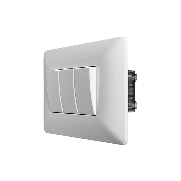 Interruptor Triple Embutido 9/32 10A Blanco Pared Muro