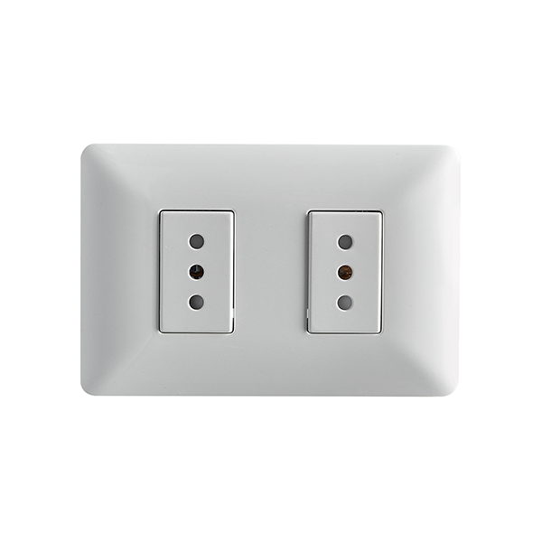 Enchufe Doble Puenteado Embutido 10/16A 250V Blanco Pared