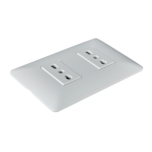 Enchufe Doble Bipaso Embutido 10/16A 250V Blanco Pared
