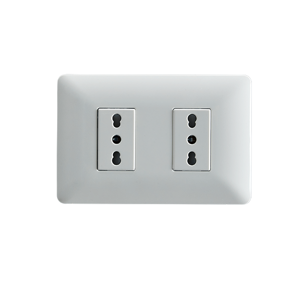 Enchufe Doble Bipaso Embutido 10/16A 250V Blanco Pared