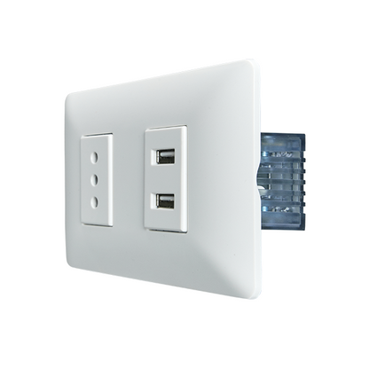 ENCHUFE SIMPLE EMBUTIDO  10A(1 Ud TZ1104) 250V + TOMA USB