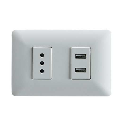 ENCHUFE SIMPLE EMBUTIDO  10A(1 Ud TZ1104) 250V + TOMA USB