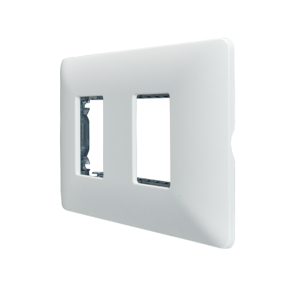 Placa Doble Embutida con Soporte Blanco Tapa Pared