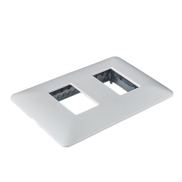 Placa Doble Embutida con Soporte Blanco Tapa Pared