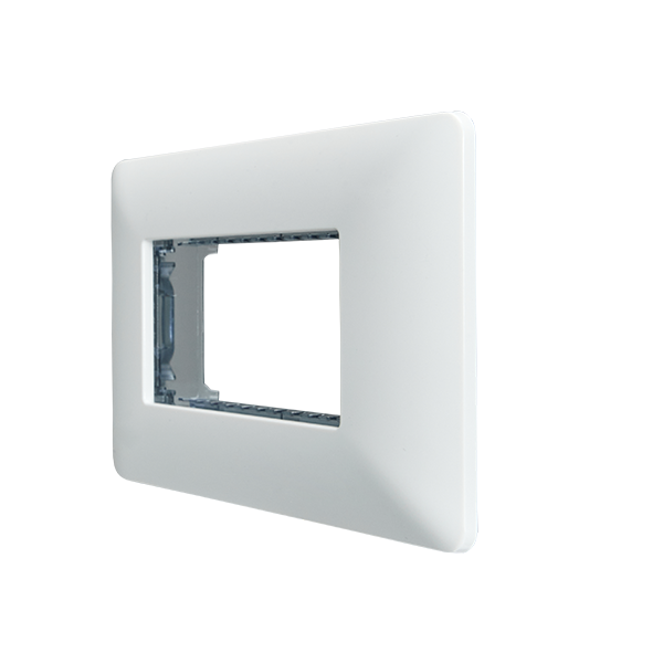 Placa Triple Embutida con Soporte Blanco Tapa Pared