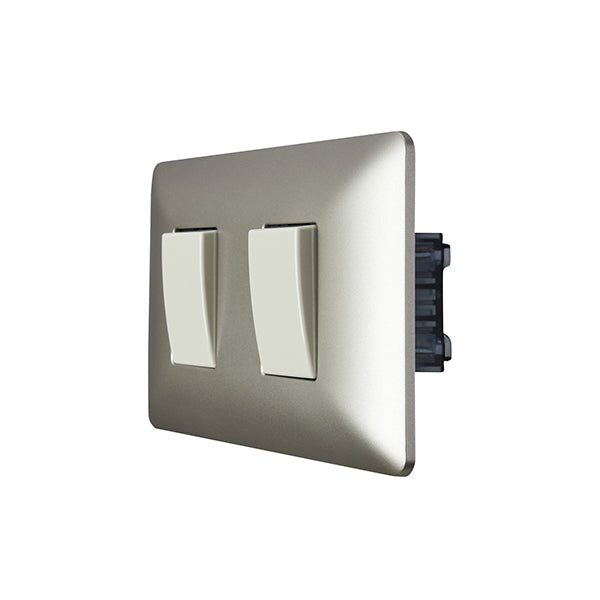 Interruptor Doble Embutido 9/15 10A Champagne Pared Muro
