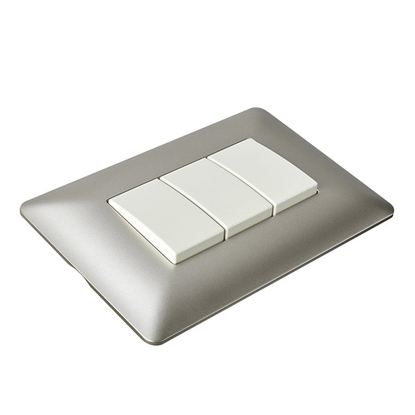 Interruptor Triple Embutido 9/32 10A Champagne Pared Muro