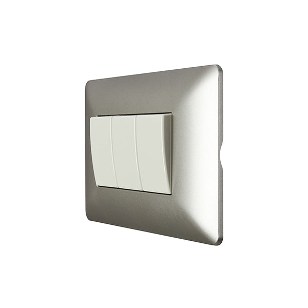 Interruptor Triple Embutido 9/32 10A Champagne Pared Muro
