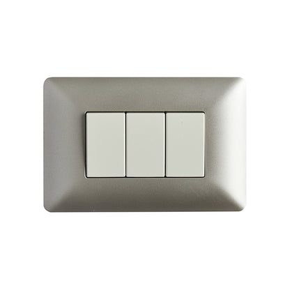 INTERRUPTOR TRIPLE EMBUTIDO (9/32) 10A 250V (CHAMPAGNE)