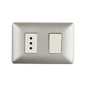 INTERRUPTOR SIMPLE (9/12) + ENCHUFE SIMPLE 10A 250V EMBUTIDO (CHAMPAGNE)