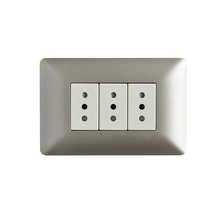 ENCHUFE TRIPLE EMBUTIDO 10A 250V (CHAMPAGNE)