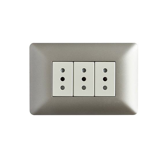 ENCHUFE TRIPLE EMBUTIDO 10A 250V (CHAMPAGNE)