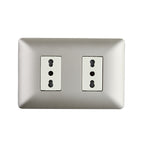 Enchufe Doble Bipaso Embutido 10/16A 250V Champagne Pared