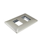 Placa Doble Embutida con Soporte Champagne Tapa Pared