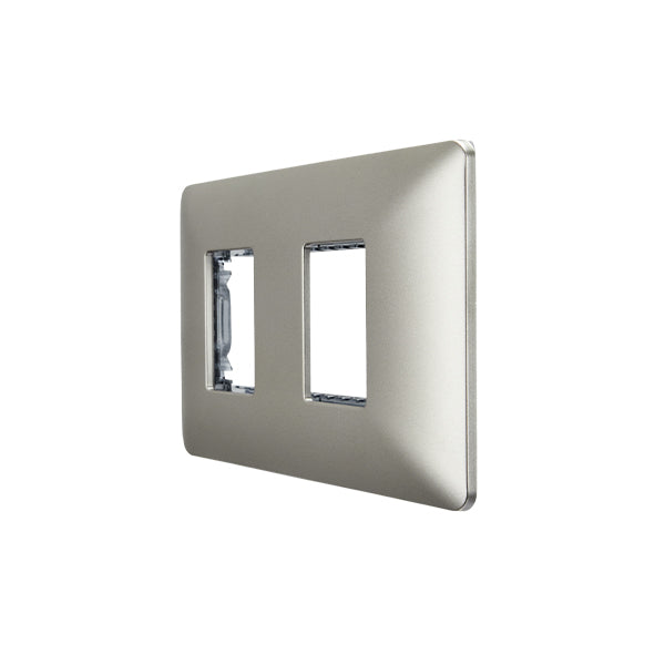 Placa Doble Embutida con Soporte Champagne Tapa Pared