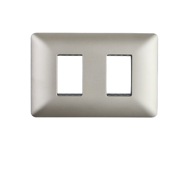 Placa Doble Embutida con Soporte Champagne Tapa Pared