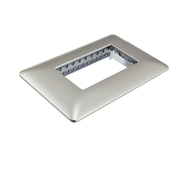 Placa Triple Embutida con Soporte Champagne Tapa Pared