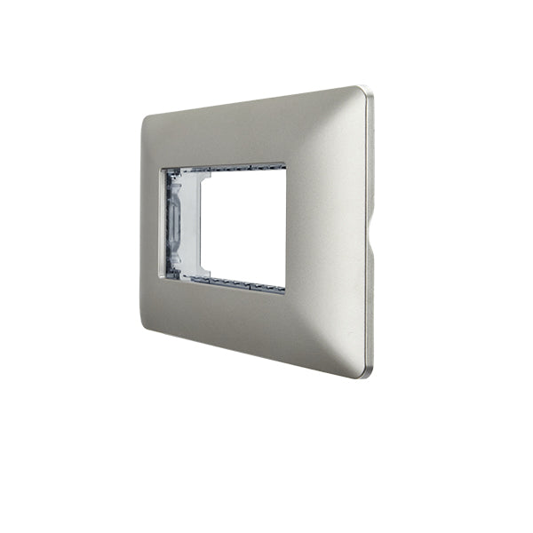 Placa Triple Embutida con Soporte Champagne Tapa Pared