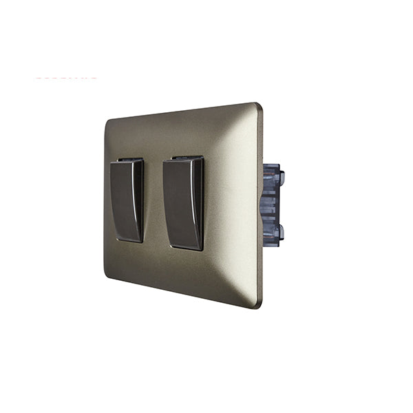 Interruptor Doble Embutido 9/15 10A Café Pared Muro