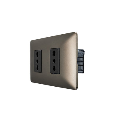 ENCHUFE DOBLE BIPASO EMBUTIDO 10/16A 250V (CAFÉ)