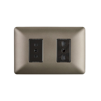 ENCHUFE SIMPLE 10A + ENCHUFE SIMPLE BIPASO EMBUTIDO 10/16A 250V (CAFÉ)