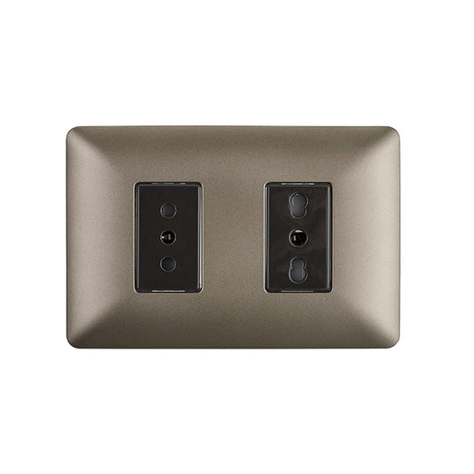 ENCHUFE SIMPLE 10A + ENCHUFE SIMPLE BIPASO EMBUTIDO 10/16A 250V (CAFÉ)