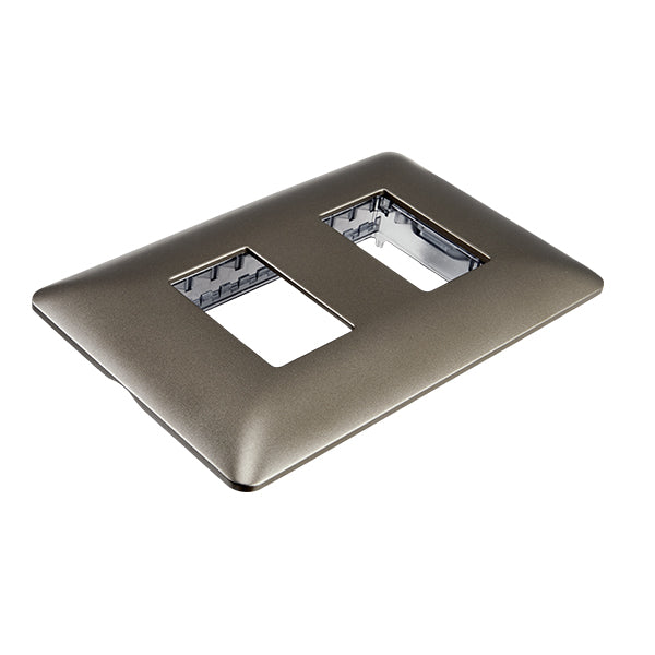 Placa Doble Embutida con Soporte Café Tapa Pared