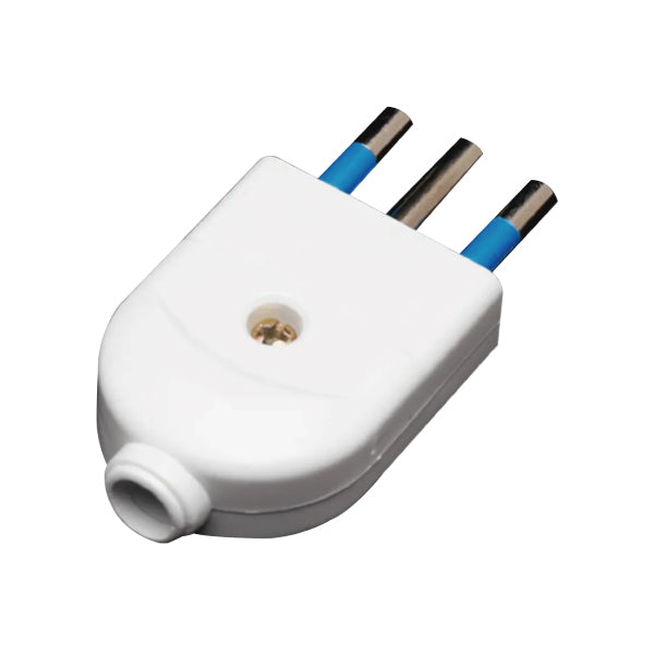 Enchufe Macho Volante 10A 250V Blanco Repuesto Cable