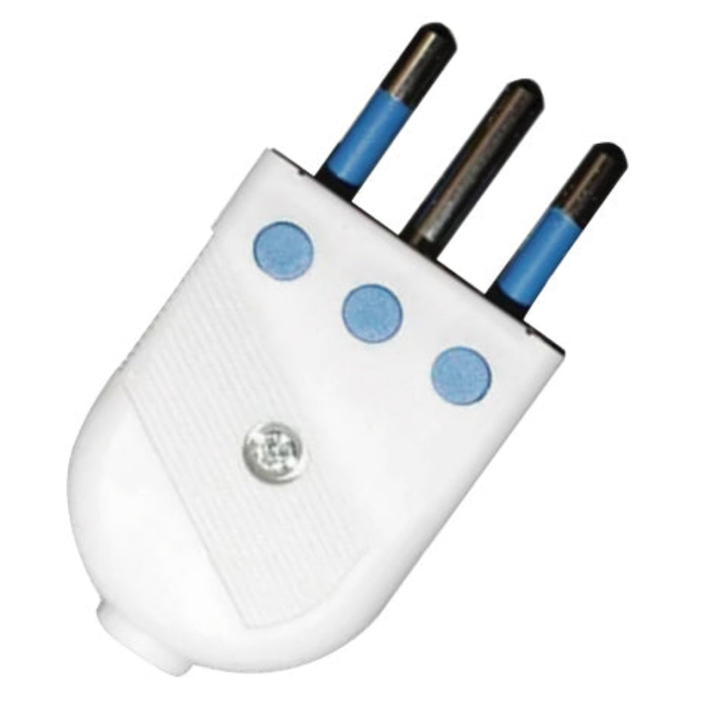 Enchufe Macho Convertible 10A 250V Blanco Repuesto Cable