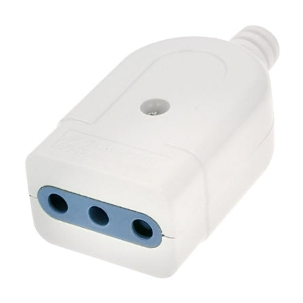 Enchufe Hembra Volante 10A 250V Blanco Repuesto Cable