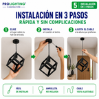 Lampara Colgante Cubo Metal Diseño Industrial Base E27