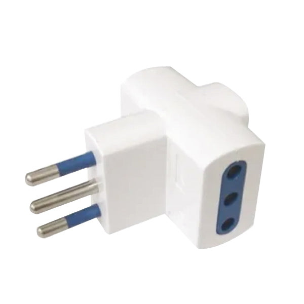 Enchufe Adaptador Triple Blanco 10A Multiplicador Toma