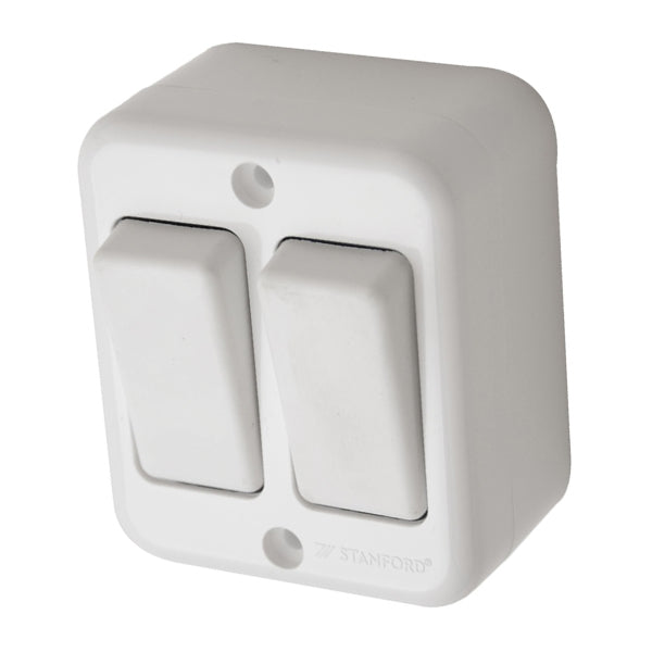 Interruptor Doble Sobrepuesto 9/15 10A Blanco Muro