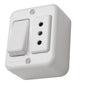 INTERRUPTOR SIMPLE (9/12) + ENCHUFE SIMPLE SOBREPUESTO 10A 250V (BLANCO)
